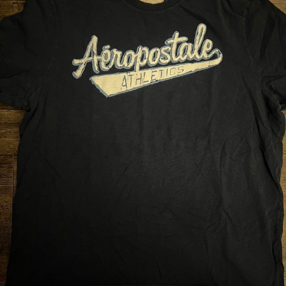 Aeropostale Athletics Mens Gray SpellOut Graphic Tee T-Shirt Size XXL Blue - Picture 1 of 6